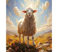 ZLYHAL Paint by Numbers for Adults - Sheep Goat Country Farm Meadow Canvas Oil Painting Kit for Beginner 40 x 50 cm Paint by Number Kits with Paintbrushes for Home Decoration,No Frame