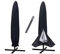 ZLYSYCM Umbrella Cover for 10ft to 12ft Outdoor Umbrellas, Waterproof and Durable Market Umbrella Parasol Cover with Zipper and Rod, Black