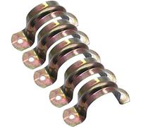 ZLYY 1.5inch Pipe Strap Clamp,Two Holes,Galvanized,U-Tube Strap Clamp,U Bracket Tube Clip,Secures Conduit（25Pcs,1.5inch,Brass tone,50mm)