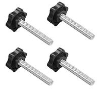 ZLYY Black M8 x 60mm Thread Replacement Star Hand Screw-on Knobs, Hex Quick Clamping Bolt Knob, Pack of 4 Set