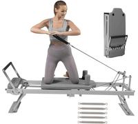ZLZNX Pilates Reformer Machine Foldable Pilates Reformer Machine Equipment Home Workouts Pilates Machine for Home Gym,Gray