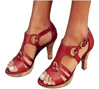 ZLZNX Sandals Block Heel Sandals Women Shoes Open Toe Ankle Strap Wide Width Sandals Wedge Heel Dress Party Sandals,A,CN38