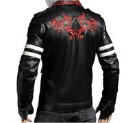 ZM ATTIRE Men’s Alex Mercer Prototype Dragon Embroidered Biker Black Leather Jacket Halloween Cosplay Costume