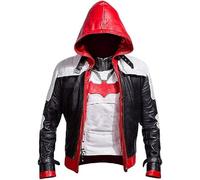 ZM ATTIRE Men’s Superhero Red Hood Jacket + Vest 2 In 1 Biker Jacket
