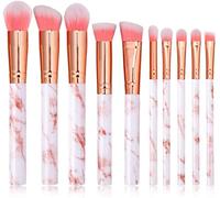 ZMA Makeup Brush Set, Synthetic Makeup Brush Beauty Tool for Eye Shadow, Powder Blush, Foundation Powder, Concealer Lip & Trimming - Marble Professional Makeup Brushes Set of 10pcs (Orange)