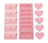 ZMaglorian 5 x DIY scratch card set in pink with hearts and envelopes, love vouchers to design yourself as a Valentine's Day gift for her, romantic couple game for anniversary, wedding or engagement