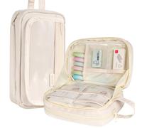 Zmains Big Capacity Pencil Case Large Pencil Pouch Pen Bag Pencil Box Holder Organizer Simple Storage Aesthetic Cosmetic for Men Women Office Essentials (Beige)