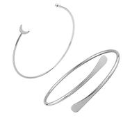 ZMANYIJEW 2PCS Arm Cuff Upper Arm Gold Band Cuff Women Adjustable Arm Bracelet Bangle Set Jewelry, adjustable, Metal, No Gemstone