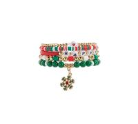 ZMANYIJEW 5 Pack Cute Xmas Bracelets for Women Santa Claus Christmas Tree Bell Snowflake Polymer Clay Bead Bracelet Set Holiday Christmas Stockings Stuffers for Women, adjustable, Acrylic, no gemstone