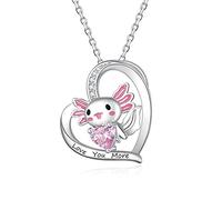 ZMANYIJEW Cute Axolotl Pendant Necklace - Blue & Pink Crystal Axolotl Gifts for Women & Kids, Metal, No Gemstone