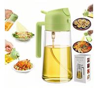 Zmcaiwsy Kitchen Cooking Olive Oil Spray Bottle, 2-in-1 Oil Dispenser pour oil and Spritzer, 16.5 oz/470 ml Glass Oil Sprayer Food-grade Oil Mister, Air Fryer, Salad, Baking, Roasting、BBQ, greener