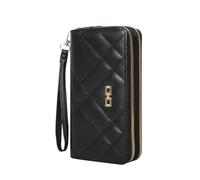 ZMCGNO Chic Quilted Long Wallet for Women - Secure Zipper, Multiple Card Slots, Phone Compartment - Versatile Clutch for Every Occasion(Black)