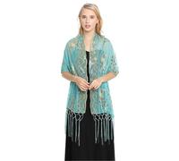 ZMCGNO Evening Gown Shawls Embroidered Sequin Fringes Shawl Party Banquet Fashion(Lake blue)
