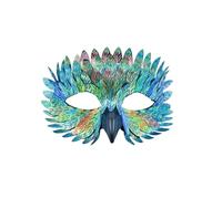 ZMCGNO Faux Feather Bird Masks Adult Mardi Gras Costume Accessory(Mix blue)