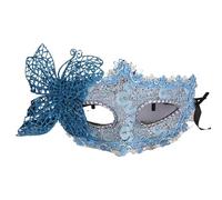 ZMCGNO Feather Eye Mask Masquerade Princess Half Face Mask Guard Lace Applique(Blue)