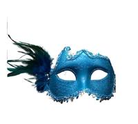 ZMCGNO Feather Flower Lace Mask Women Princess Masquerade Mask Half Face Halloween(Blue)