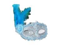 ZMCGNO Feather Mask Christmas Party Dress Up Suitable For Adults Children(Lake blue)