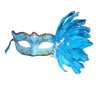 ZMCGNO Masquerade Feather Mask Women For Face Multi Color Princess Mask Sexy Half Hallowmas Feather Masks Decor(Blue)