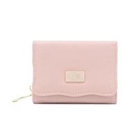 ZMCGNO PU Soft Multi-Card Zipper Short Three Fold Bag Large Capacity Lady Folding Can Expand The Street Popular(Pink)