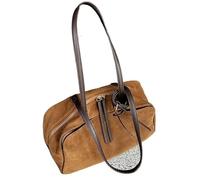 ZMCGNO Women's Cow Genuine Leather Tote Bag Suede Commuting Cowhide Handbags Large Capacity(Brown,32x11x17cm)