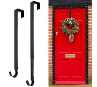 ZMCINER Wreath Hanger for Front Door, Adjustable Wreath Hanger from 15 to 25 Inches Wreath Hanger, 20 lbs Larger Door Upgrade Wreath Hanger Christmas Fall Wreaths Decorations Hook (Matte Black)