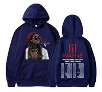 ZMCLZMD Rapper Hoodie Lil Wayne Welcome To Tha Carter 2025 Tour Sweatshirt Street Trend Retro Style Suitable for Men and Women-dark blue ||s