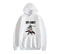 ZMCLZMD Spy X Family Cartoon Hoodies Pullover Long Sleeve Sweatshirt Kawaii Anya Forger 2D Printed Anime-inspired cute and trendy couple's oversized hooded sweatshirts Unisex -White 2||xx_s