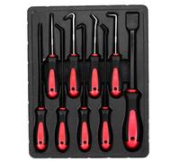 ZMCPODALK 9pcs Precision O Ring Seal Gasket Puller Remover Tool Set, Stainless Steel Automotive Hook Kit with Rubber Handle for Car Repair, Heat Treated Durable Hooks in Storage