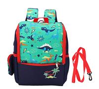 ZMCPODALK Anti - Lost Toddler Backpack with Safety Leash, Kids Travel Backpack for Preschool Kindergarten, Oxford Cloth Dinosaur Print Backpack with Breathable Mesh and Side Pockets, Cute an (Green)