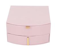 ZMCPODALK Double Layer Jewelry Box, High Capacity Jewelry Storage Case with Six Sections, PU Leather Earring Necklace Organizer with Flocked Lining for Home Use (Pink)