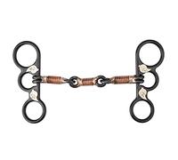 ZMCPODALK Horse Chew Black Iron Training Bit, Equestrian Snaffle Bits with Copper Wire Wrapped, Western - Style Cowboy Horse Mouth for Light Contact and Directional Aids, Iron M