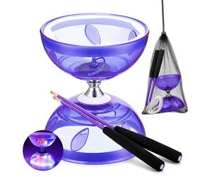ZMCVOE Diabolo Ball Bearing, Diablo Juggling with 10M Rope, LED Diabolo Beginner Diabolo Set, Juggling Diabolo Set for Outdoor Sports, Purple