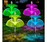 ZMCVOE Solar Lights Outdoor Garden Ornaments, 4 Pack 80cm Solar Ornaments Outdoor Garden, IP65 Waterproof Solar Jellyfish Lights Outdoor Garden Stake for Gardens, Patios (Multicolor)