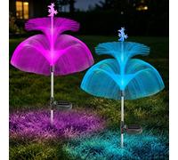 ZMCVOE Solar Lights Outdoor Garden Ornaments, 80cm Solar Ornaments Outdoor Garden, 7 Colour Changing, IP65 Waterproof Solar Jellyfish Lights Outdoor Garden Stake for Gardens, Patios (2 Pack)