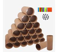 ZMCYN 40 Pack 1.6x3.9 Inch Cardboard Tubes Brown Paper Roll Tubes, Round Paper Tubes for Craft, DIY Arts, Classroom Projects, Come with 100 Sheets Colored Paper and 80 Pieces of Wiggle Eyes