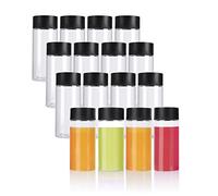 ZMCYN 8ounce/250ml Clear PET Plastic Juice Bottles with Black Lids, Reusable Sensory Bottles Empty Smoothie Bottle for Juice, Milk, Beverage(16 Pack)