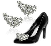 ZmdecQna 2 Pcs Shoe Clips Charms for Women, Fashionable and Beautiful Crystal Rhinestone Shoe Decoration, Bridal Wedding Prom Party High Heels Accessories