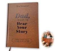 ZmdecQna Dad, I Want to Hear Your Story: Life Journal, Dad Journal Book, the Successful Man Journal, Black Gold Foil Lettering, Leather Wrapped Hardback, Portable Journal Book School Supplies(Brown)