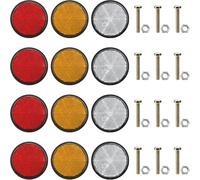 ZMDMAH 12 Round Reflectors Diameter 60 mm in 3 Colours with Screw M5 Screws and Nuts for Trailer Truck Caravan E 4 Red 4 Yellow 4 White