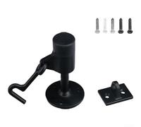 ZMdooreasy 304 Stainless Steel Marine Door Hook, Heavy Duty Windproof Wall Mounted Door Stopper with Mute Rubber Pad, Crash-Proof Entry Holder for Ships and Home, No Drilling Required(Black)