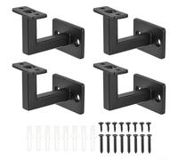 ZMdooreasy 4 Pieces Heavy Duty Stair Railing Brackets Wall Support Modern Bannister Mount Hardware Set Industrial Handrail Holder for Staircase Black