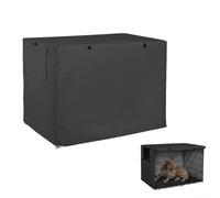 ZMdooreasy 420D Oxford Waterproof Dog Crate Cover with Multiple Size Compatibility Fits Wire Crates with 1 to 3 Doors Features Adjustable Panels and Mesh (76x48xx53cm)