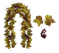 ZMdooreasy Artificial Autumn Maple Leaf Vine Garland, 175cm Realistic Fall Foliage Decoration for Fireplace Mantel Shelf Wall Home Decor(Red)