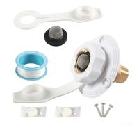 ZMdooreasy Brass One-Way Water Inlet Valve for RV Camper Boat Marine, 1/2-3/4 Inch Check Valve with Screws and Tape, Anti-Backflow City Water Connection Fitting(White Set A9902)