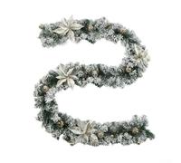 ZMdooreasy Christmas Garland Pre-Lit with Pine Decor Gold White Baubles Berries PVC 1.5m 1.8m 2.7m Holiday Home Decoration Mantelpiece Doorway Staircase Ornament(1.8 meter silver)