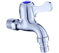 ZMdooreasy Copper Washing Machine Tap with Quick Open Fishtail Handle, 4 Inch Dual Control Angle Valve for Laundry Room, Brass Construction, Standard Connection(B)