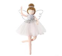 ZMdooreasy Decorative Ballet Girl Angel Doll Pendant White Gauze Plush Ornament 12Cm Holiday Tree Hanging Figurine Home Seasonal Decoration Winter Celebration Decor(silver)