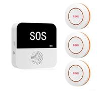 ZMdooreasy Elderly Caregiver Wireless Pager and SOS Button Alarm, Smart Panic Alarm System Compatible For Tuya for Remote Monitoring(Host and 3-SOS)