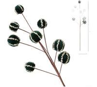 ZMdooreasy Fabric Christmas Ball Picks With Flocked Faux Berries, Designed For Christmas For Tree And Wreath Decoration, Long Lasting Material(Dark Green 65cm)