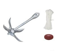 ZMdooreasy Foldable Marine Boat Anchor with Rope, Galvanized 4-Claw Grapnel for Kayak, Inflatable Boat, Dinghy Fishing, Secure Slot Fixation, Rust Resistant, Portable Storage(Silver-2.5kg)